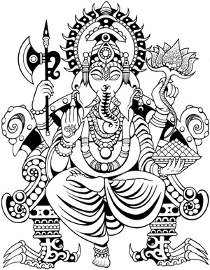 Print the sacred image of Lord Ganesha. Coloring Page