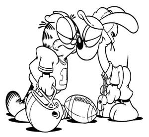 Garfield and Friends Playing Football Coloring Page