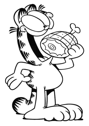 Garfield Enjoying a Chicken Drumstick