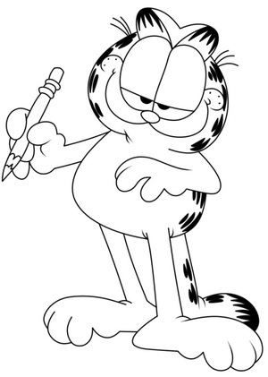 Garfield Holding a Pencil