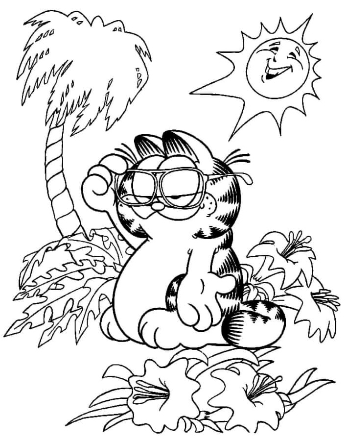 Garfield in the Jungle Coloring Page