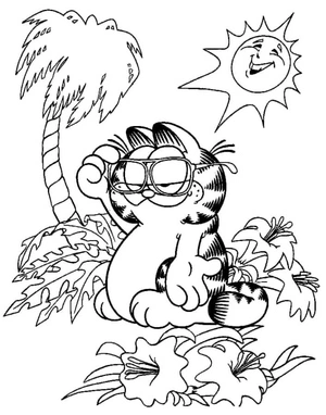 Garfield in the Jungle Coloring Page