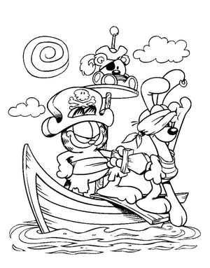 Garfield Kicks Odie Off The Ship Coloring Page