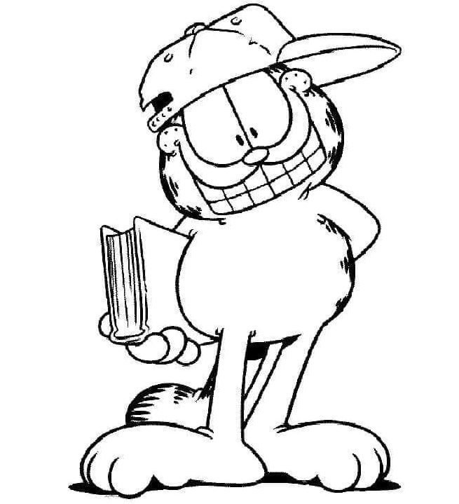 Garfield Reading a Book Coloring Page