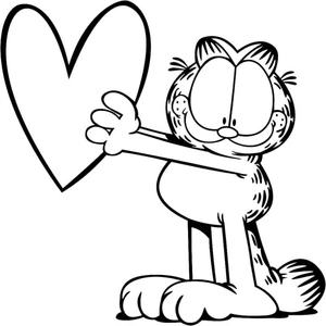 Garfield with a Heart Coloring Page