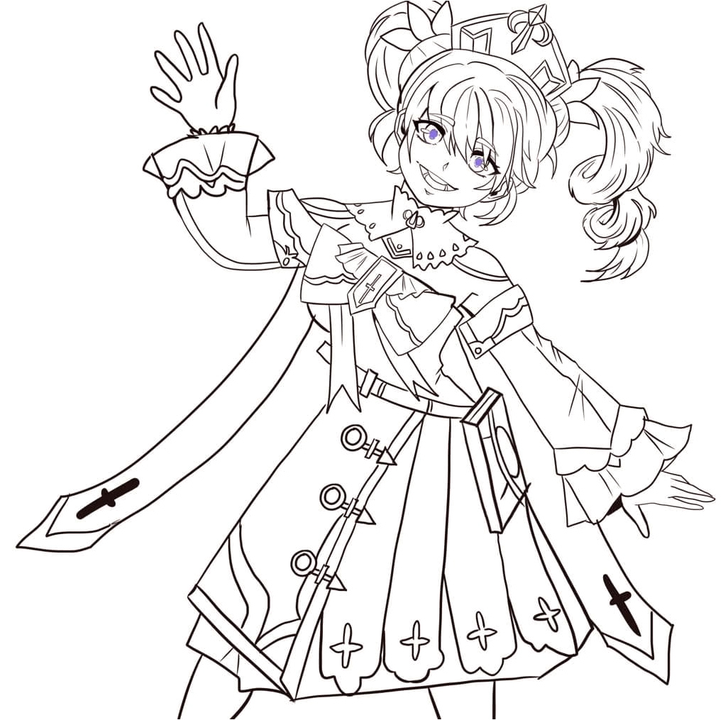 Barbara from the video game Genshin Impact Coloring Page