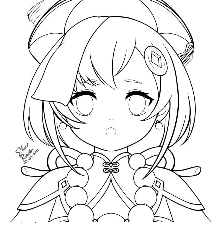 Coloring Page: Qiqi from Genshin Impact Coloring Page