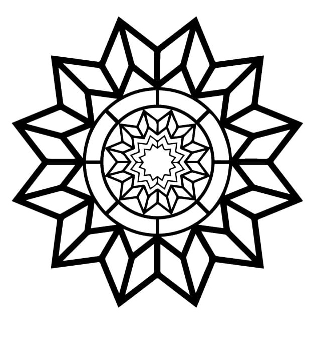 Geometric Sun Coloring Page