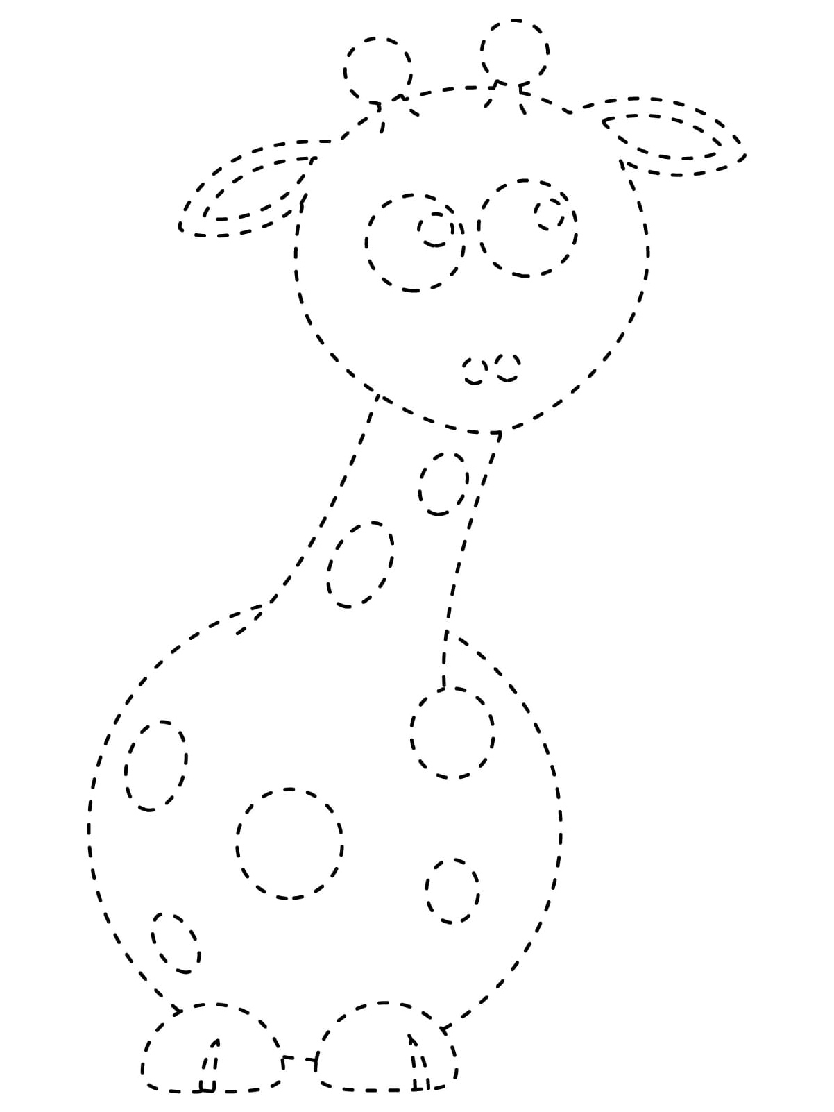 Cute Giraffe Tracing Page Coloring Page