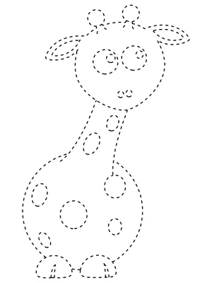 Cute Giraffe Tracing Page Coloring Page