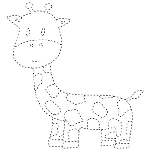Giraffe Baby Tracing Activity Coloring Page