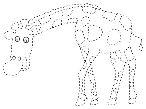 Giraffe Cartoon Tracing Activity Coloring Page