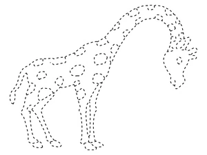 Giraffe Trace and Color Worksheet Coloring Page