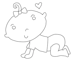Tracing Worksheet for Baby Girl Coloring Page