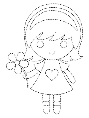 Worksheet for Tracing an Adorable Girl