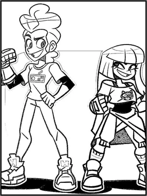 High Five and Miko Kubota from Glitch Techs - Coloring Page Coloring Page