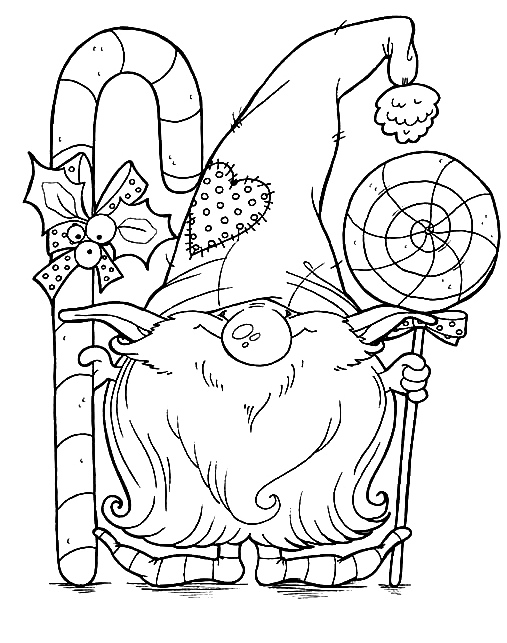 Friendly Gnome Coloring Page