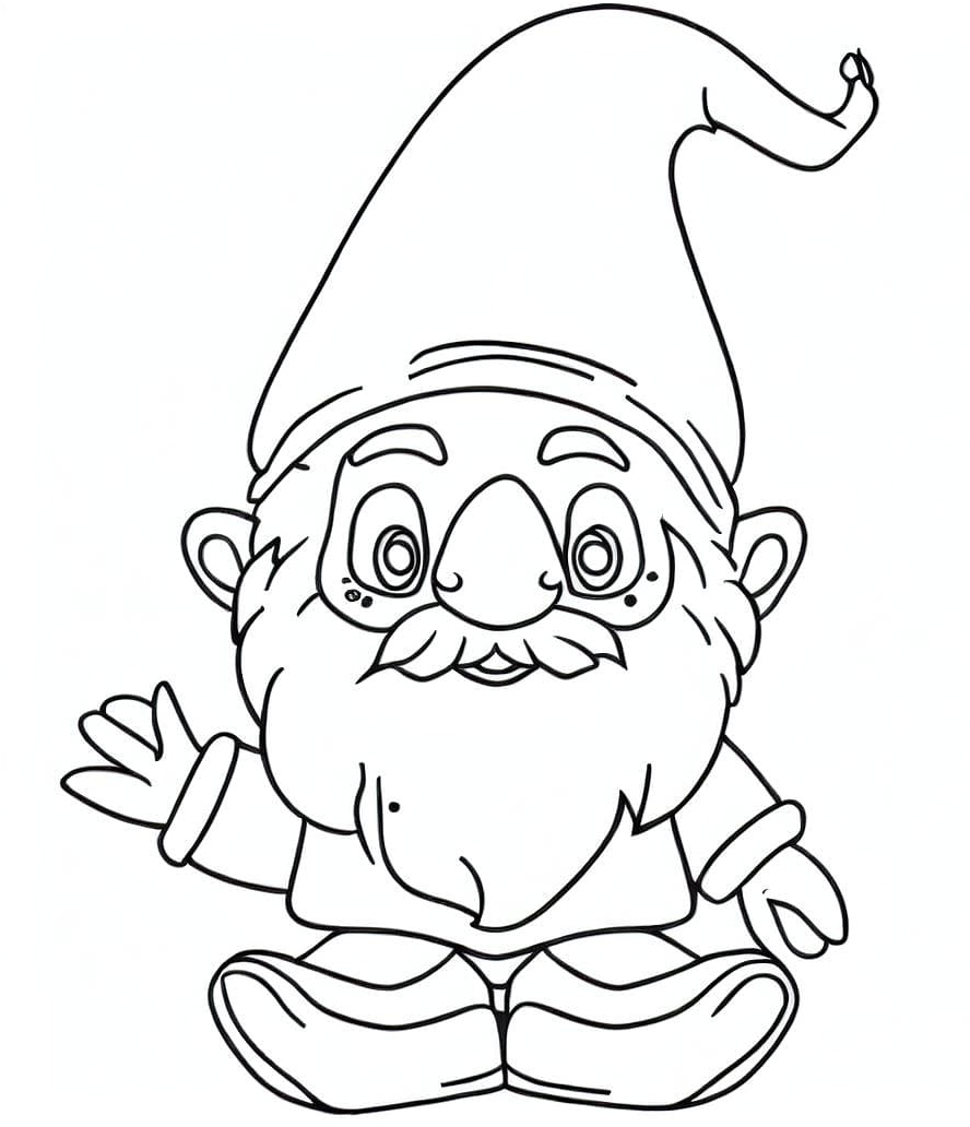 Kind Gnome Coloring Page