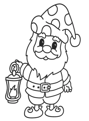 Lantern-Carrying Gnome Coloring Page