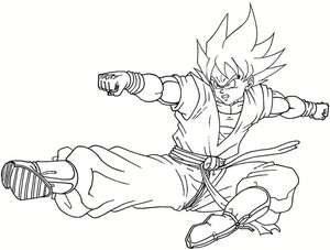 "Free Son Goku Coloring Page for Kids" Coloring Page