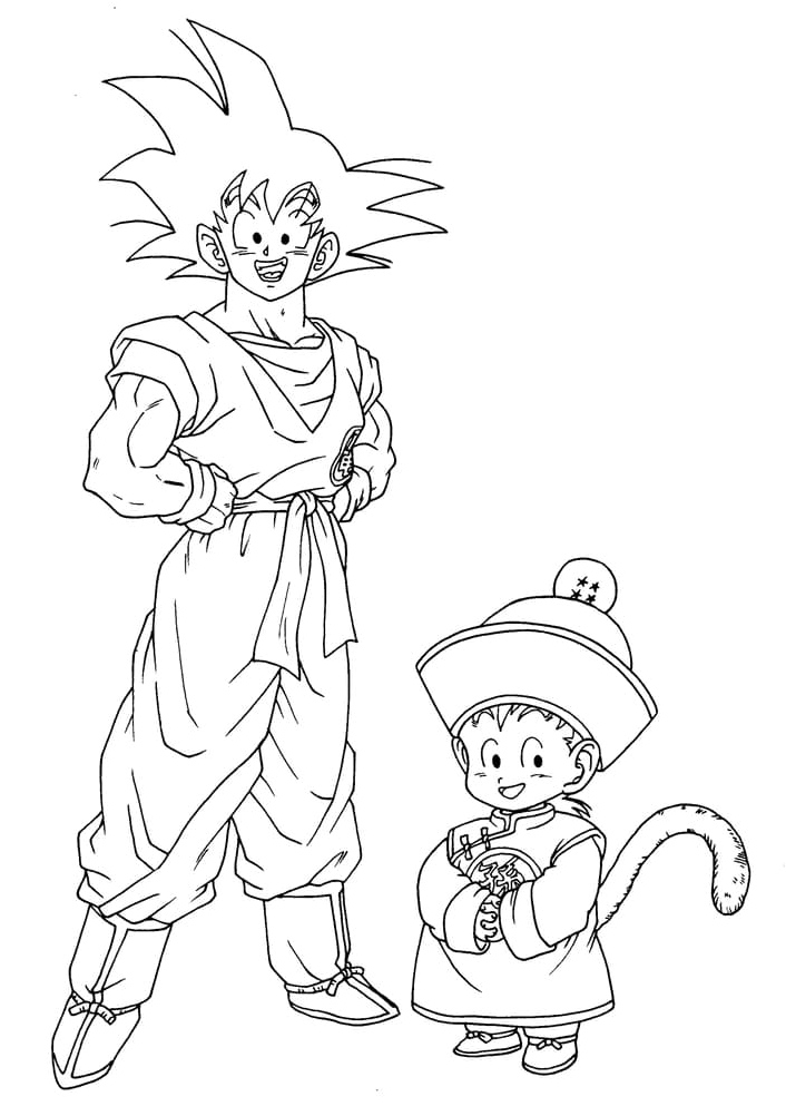 Goku and his son, Gohan Coloring Page