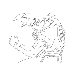Goku battling in action Coloring Page