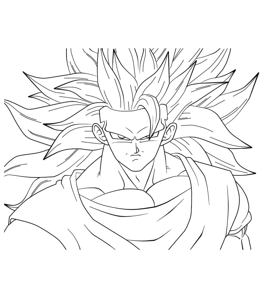 Son Goku in Super Saiyan 3 form Coloring Page