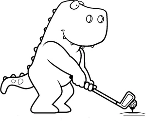 A Dinosaur Playing Golf Coloring Page
