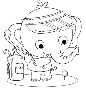 Adorable Elephant Playing Golf Coloring Page