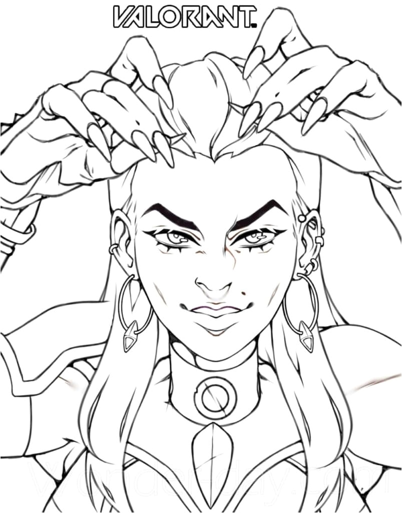 Reina from Valorant Coloring Page