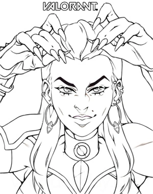 Reina from Valorant Coloring Page
