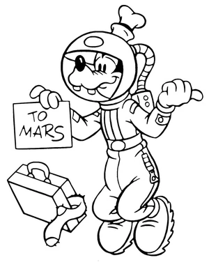 "Astronaut Goofy" Coloring Page