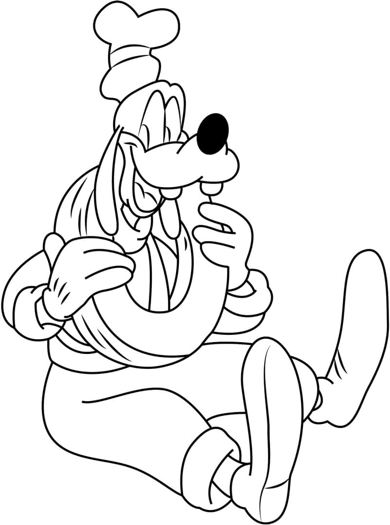 Cheerful Goofy Relaxing Coloring Page