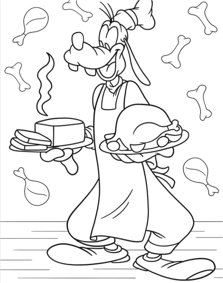 Goofy the Chef with Food Coloring Page