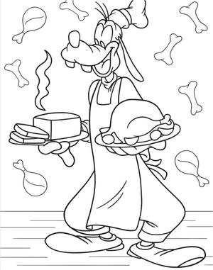 Goofy the Chef with Food Coloring Page