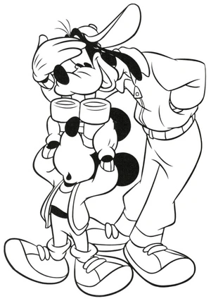 Mickey Mouse with Goofy Coloring Page