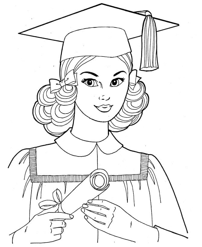 Girl Graduating Coloring Page