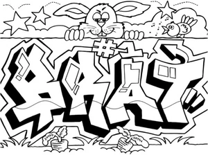 Bunny Street Art Display Coloring Page