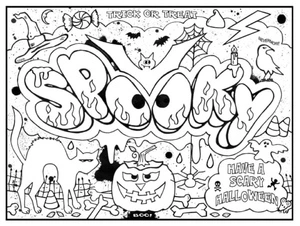 Halloween Street Art Coloring Page