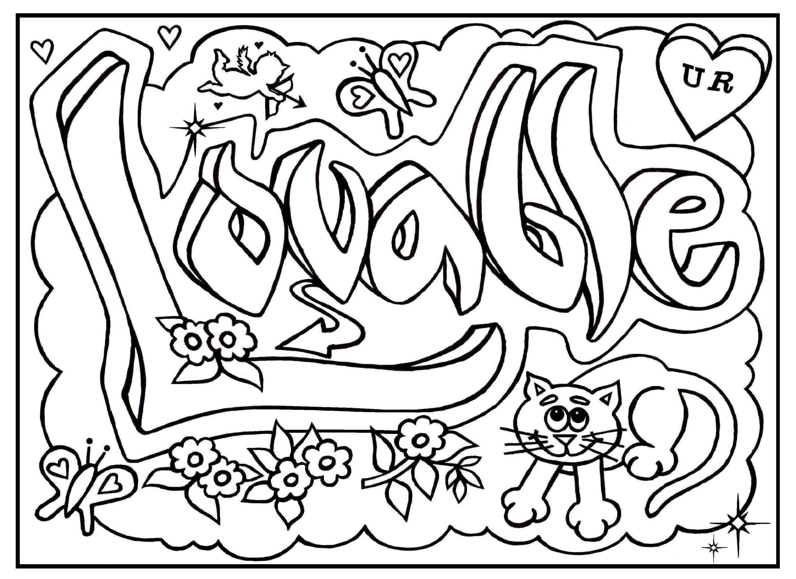 Illustration of a cute cat on the street Coloring Page