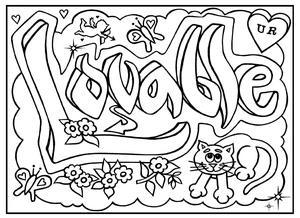Illustration of a cute cat on the street Coloring Page