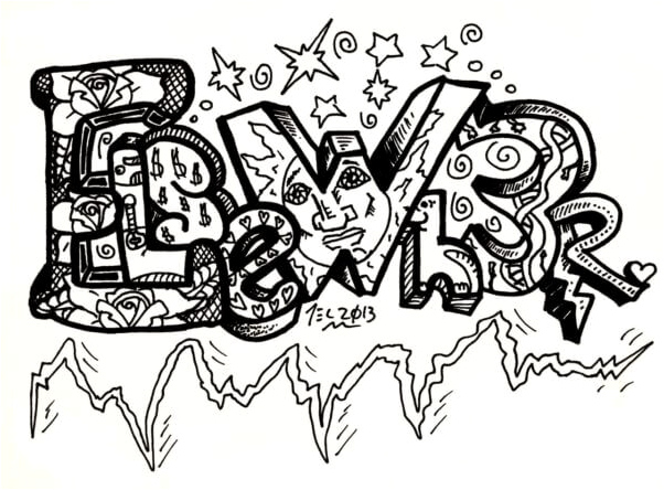 The act of creating graffiti is commonly referred to as writing. Coloring Page