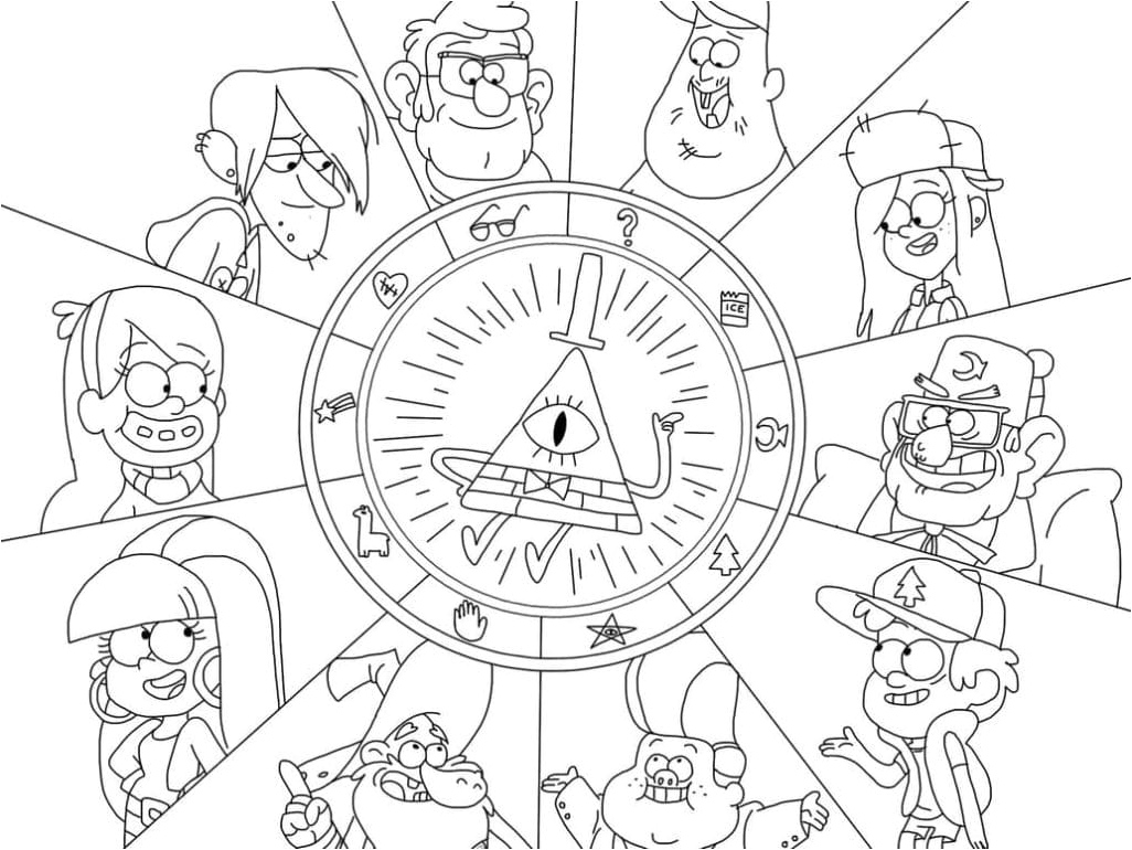 Characters from Gravity Falls Coloring Page