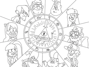 Characters from Gravity Falls Coloring Page