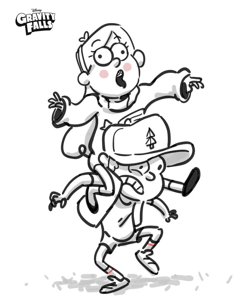 Dippy and Mabel's Silly Adventure Coloring Page