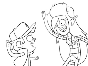 Gravity Falls Coloring Page featuring Dipper and Wendy