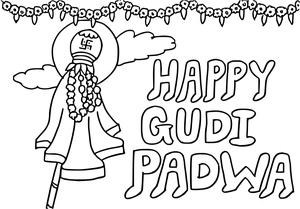 Joyful Gudi Padwa Coloring Page