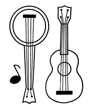 Banjo and Guitar illustration Coloring Page