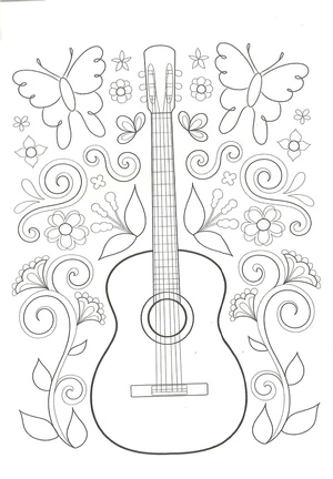 Butterfly Guitar Coloring Page