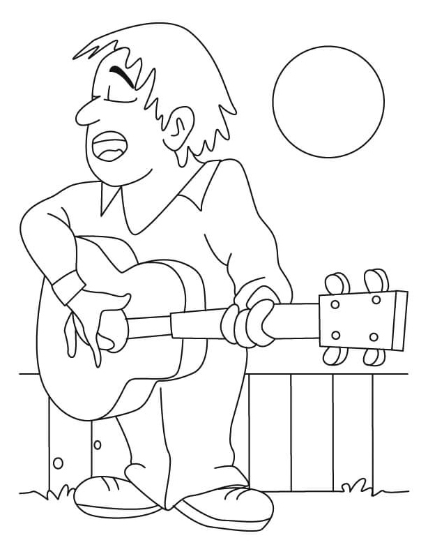 Guitar-playing Man Coloring Page